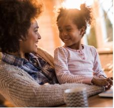 woman talking with a child